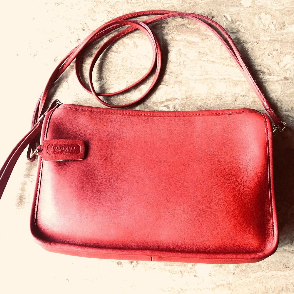Rare Coach NYC Red Glovetanned Leather Basic Bag Style 9170 / 9455 Perfect
